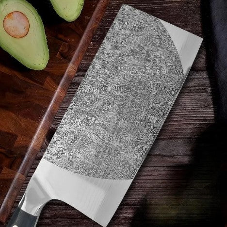 Full Moon Damascus Steel Meat Cutter Kitchen Knife