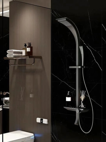 Thickened Black All Copper Shower Head Set