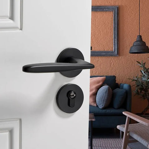 Black Door Lock Indoor Bedroom Bathroom Handle Split Lock