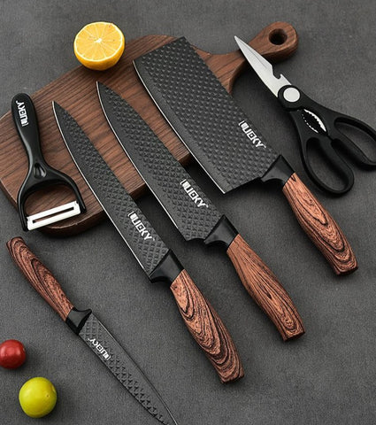 Kitchen Knife Set Six Piece Non Stick Diamond Blade
