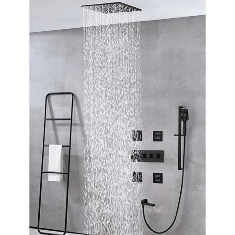 Black All Copper Concealed Wall Mounted Thermostatic Shower