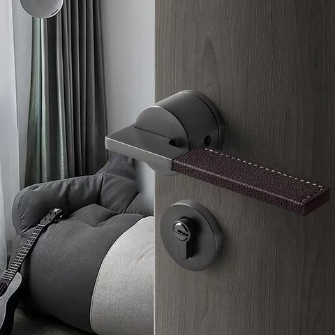 Indoor Silent Door Lock Bedroom Minimalist Wooden Handle