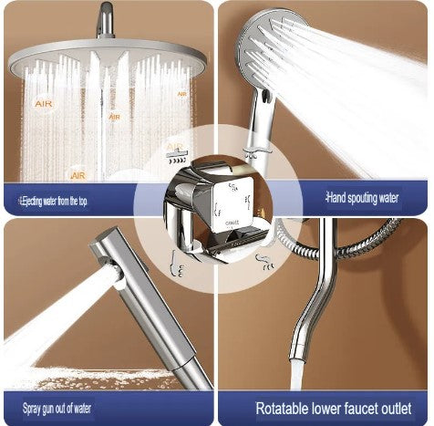 All Copper Shower Head Set Rain Shower Booster
