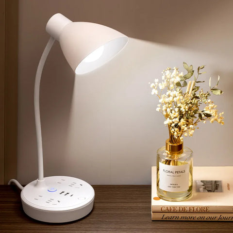 LED Desk Lamp With Power Strip USB Charging Ports