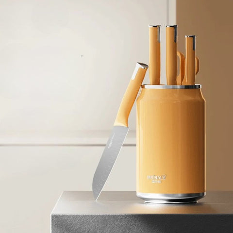 Titanium Blade Kitchen Knife Set With Block Holder