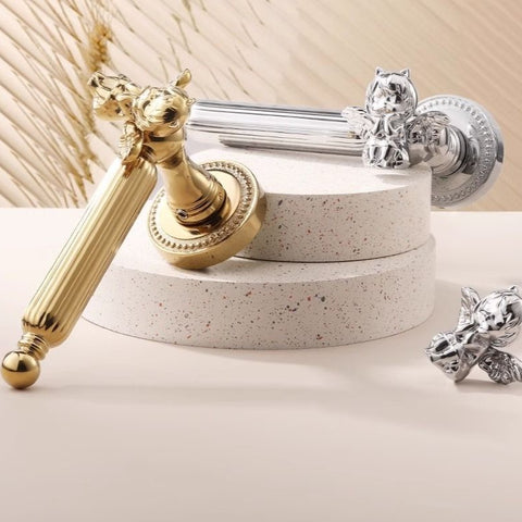 Bedroom Door Lock Indoor Room Wooden Golden Magnetic