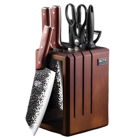 Kitchen Knife Set Household Forged Steel Wood Holder