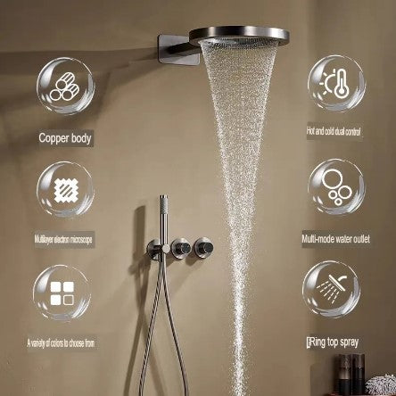 Authentic Concealed Shower Set Wall-Mounted Pressurized Copper