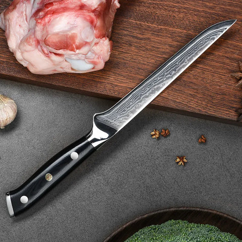 Damascus Steel Boning Knife Sharp Butcher Chef Kitchen