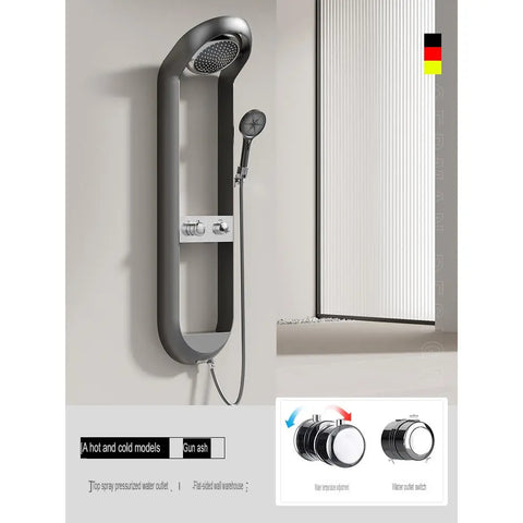 White Thermostatic Shower Set With Storage And Display