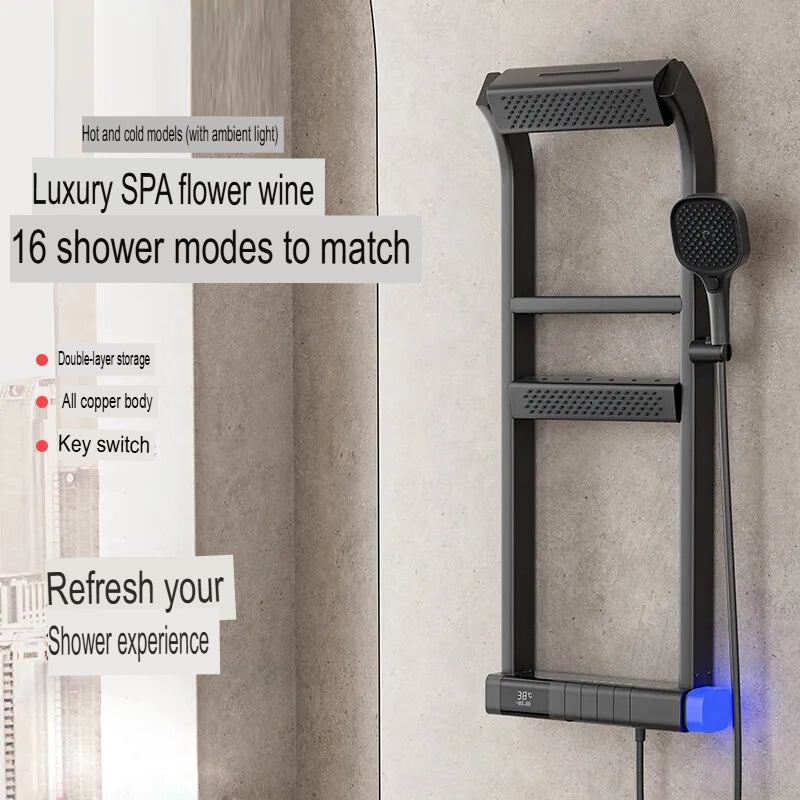 Thermostatic Copper Shower Set Digital Storage