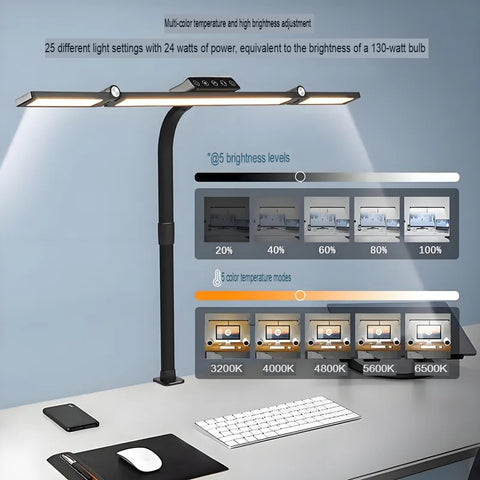 LED Desk Lamp Adjustable Clip On Study Light Eye Care