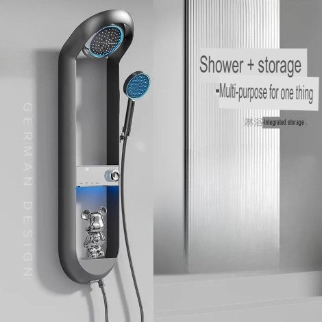 White Thermostatic Shower Set With Storage And Display