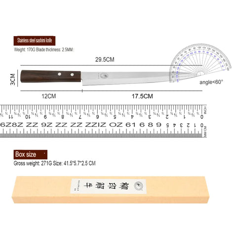 Stainless Steel Sashimi Knife Japanese Yanagiba