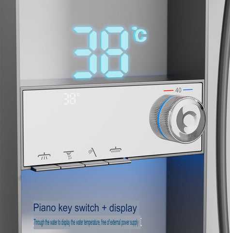 White Thermostatic Shower Set With Storage And Display