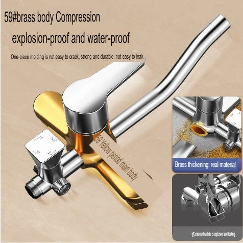 All Copper Shower Head Set Rain Shower Booster