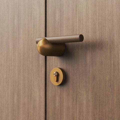 Chinese Door Lock Indoor Bedroom Split Wooden Bronze