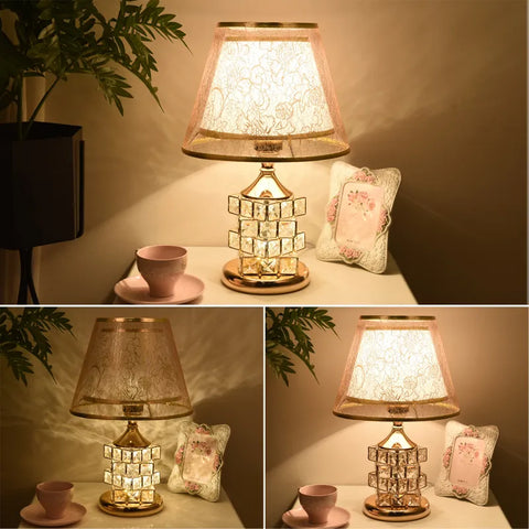 European Style Crystal Table Lamp Luxury Bedside