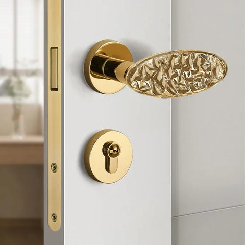 Crystal Bedroom Door Lock Indoor Silent Wooden Split