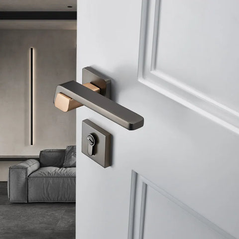 Aluminum Alloy Indoor Black Split Handle Lock Set