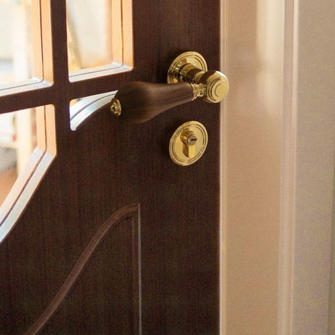 French Retro Bedroom Door Lock Walnut Silent Handle