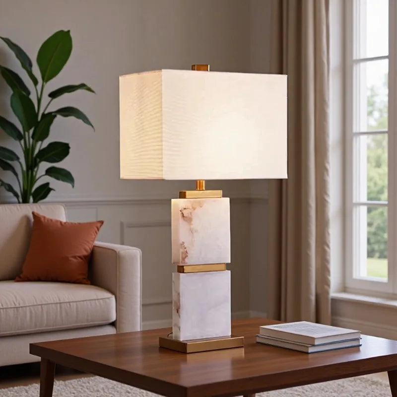 Minimalist Marble Stone Table Lamp For Bedroom Study