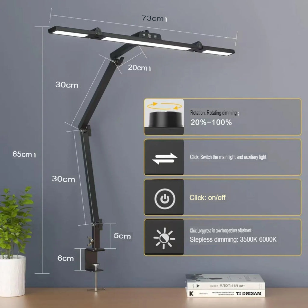 LED Desk Lamp Adjustable Clip On Study Light Eye Care