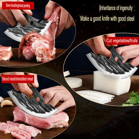Multi Function Bone Cutting Knife Wooden Handle