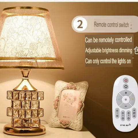 European Style Crystal Table Lamp Luxury Bedside