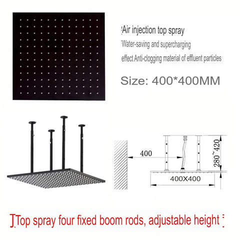 Copper Black Thermostatic Shower Set Concealed Wall Mount