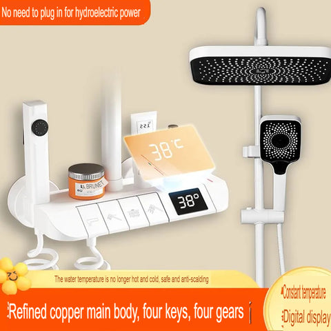 All Copper Shower Head Set Thermostatic Pressurized