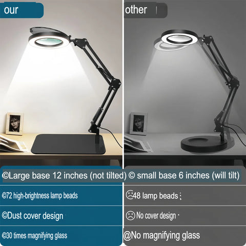 Led Magnifying Lamp With Light Adjustable Desk Clamp