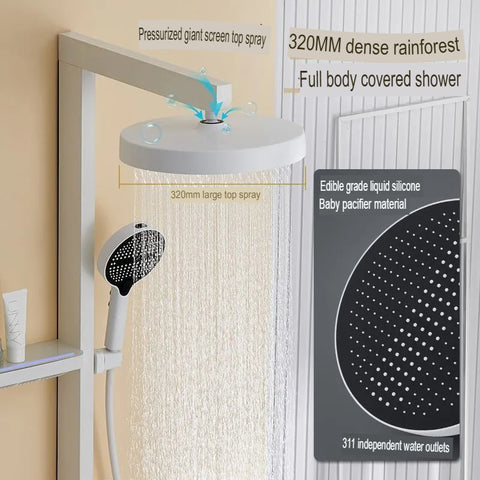 Thermostatic Shower Set With Storage Shelf White