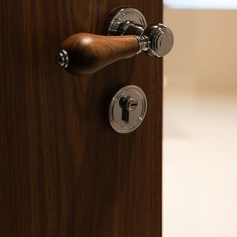 French Retro Bedroom Door Lock Walnut Silent Handle