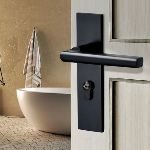 Black Door Lock Indoor Bedroom Bathroom Handle Split Lock