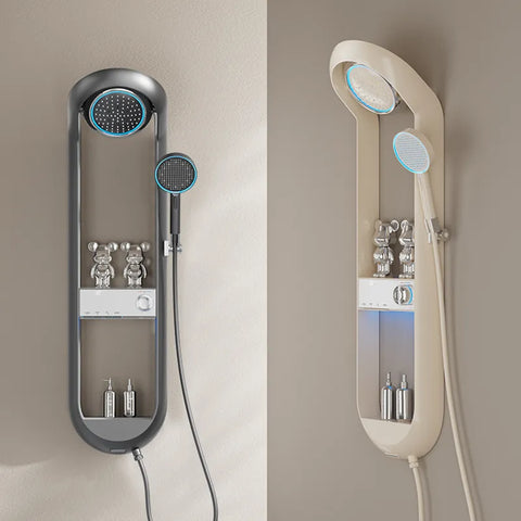 White Thermostatic Shower Set With Storage And Display