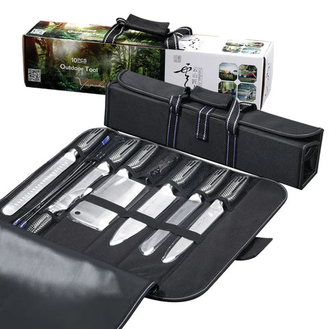 Portable Outdoor Camping Knife Set With Storage Bag