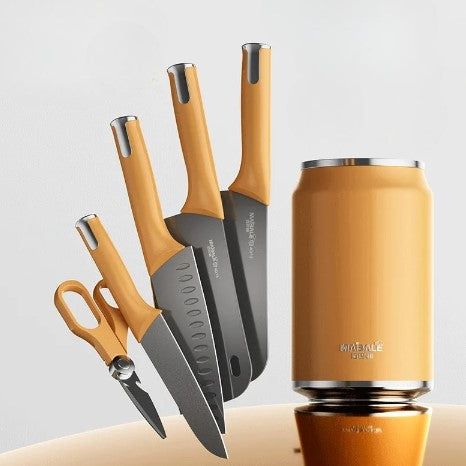 Titanium Blade Kitchen Knife Set With Block Holder