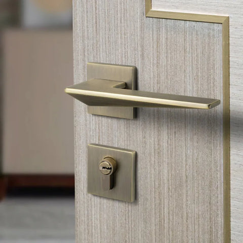 Indoor Silent Zinc Alloy Handle Lock Golden Bedroom Door