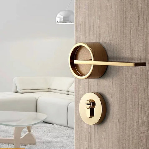 Bedroom Door Lock Magnetic Silent Indoor Simple Solid Wood Handle