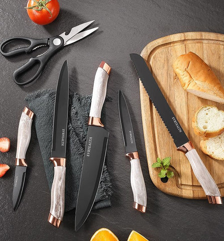 Kitchen Knife Set 6 Piece Stainless Steel Block