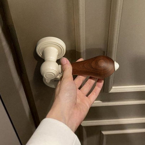 French Retro Bedroom Door Lock Walnut Silent Handle
