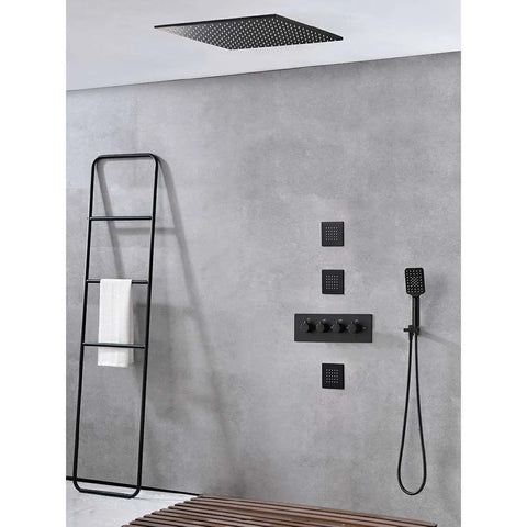 Black All Copper Concealed Wall Mounted Thermostatic Shower