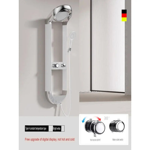 White Thermostatic Shower Set With Storage And Display