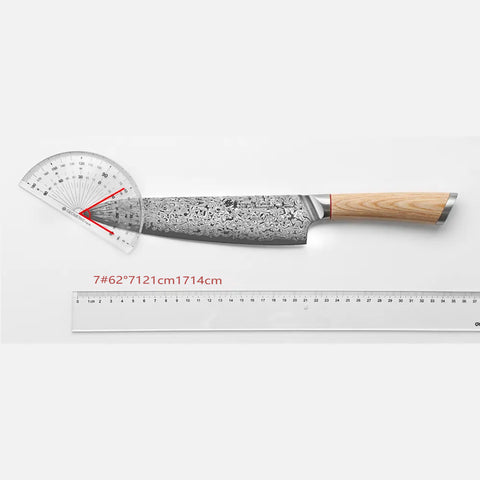 Damascus Steel Chef Knife Meat Vegetable Wooden Sheath