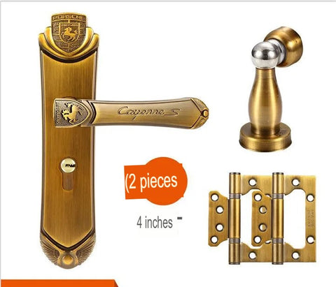 Door Handles Yellow Bronze Modern Lever Latch Security