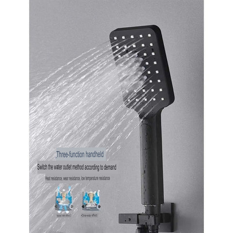 Black All Copper Concealed Wall Mounted Thermostatic Shower