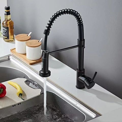 Silver Brass Spring Kitchen Faucet