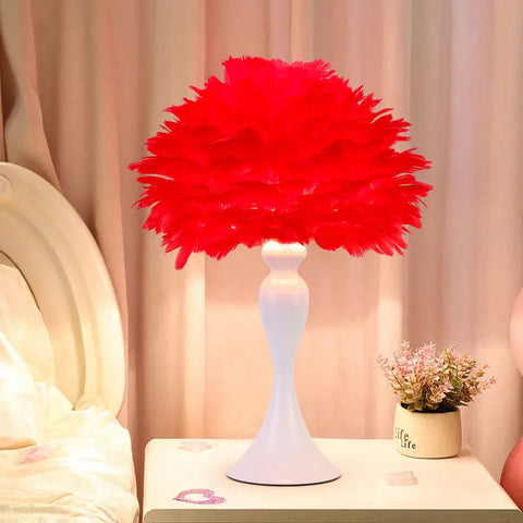 Nordic Feather Lamp Bedroom Bedside Night Light
