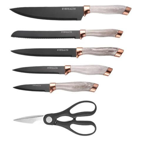 Kitchen Knife Set 6 Piece Stainless Steel Block